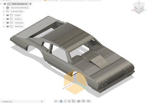 Fusion 360 model of the 1970 Chevelle body shell