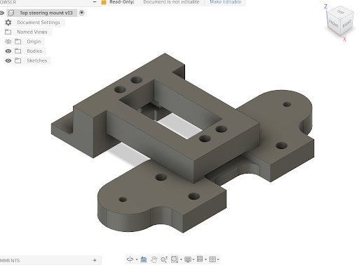 Fusion 360 model of the top steering mount