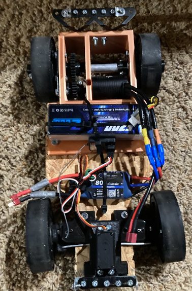 Top view of the finished RC car chassis